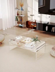 Acrylic Transparent Coffee Table,Home Living Room,TV Cabinet,Sofa,Central Tables,Modern Bay Window,Low Table,Movable Furniture