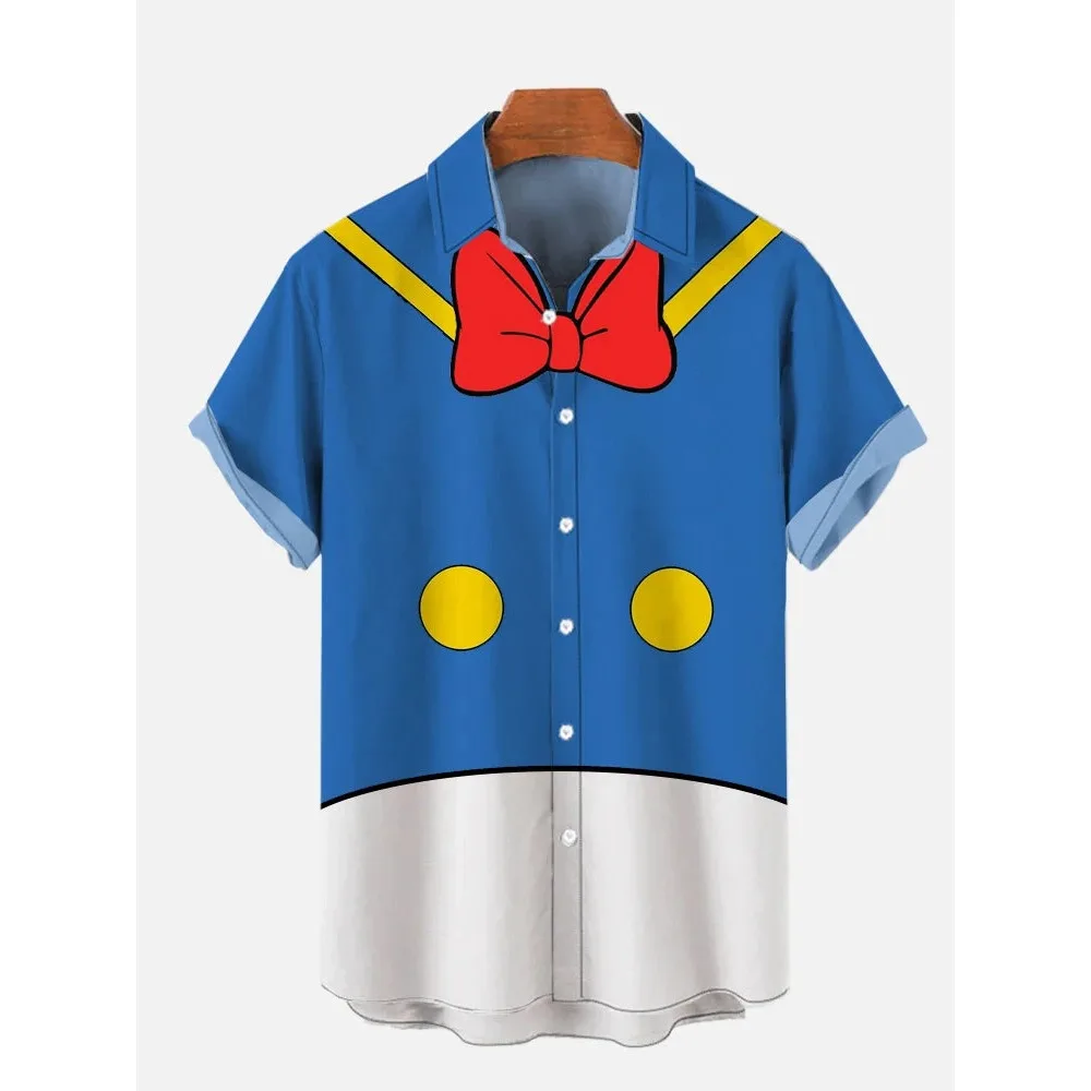 Unisex Men's Cosplay Shirts 3D Prints Splicing Cartoon Cute Duck Printing Short Sleeve Shirt Fashion Hawaiian Shirts For Men