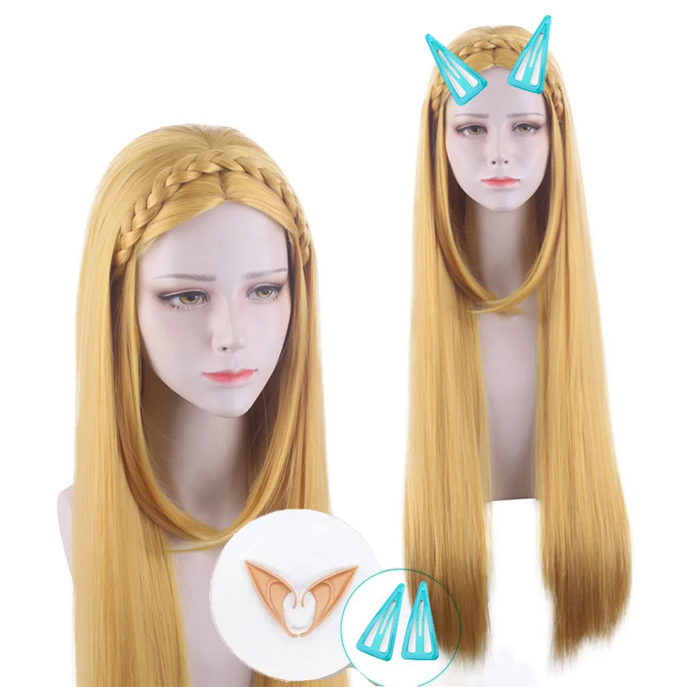 

Princess Zelda: Cosplay Wig Long Golden Blonde Braided Styled Heat Resistant Synthetic Hair Wigs Halloween Party Play Role