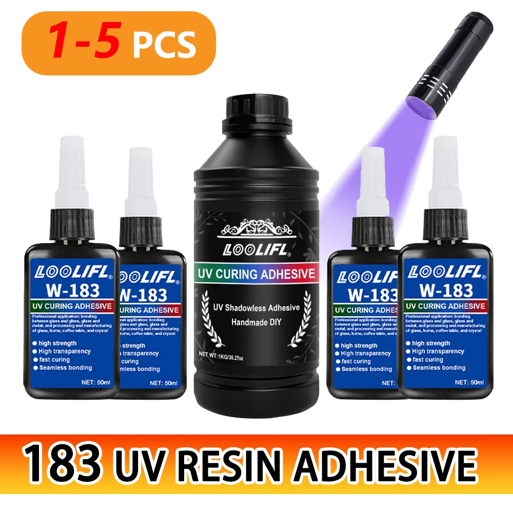 Adhesivo de Resina UV y Kit de Soldadura con Pegamento UV 50g/1000g para la Fabricación de Joyas DIY. Para Joyas, Vidrio, Metal. Secado Rápido en 1 Minuto. Incluye Lámpara UV.