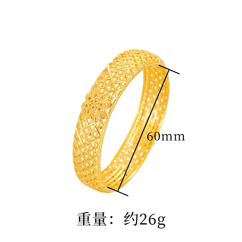 

Women's Hollow Flower Bangle 24K Gold, AU999 - Artisanal Hollow Flower Craft, Pure 24K Texture, Elegant Feminine Vibe
