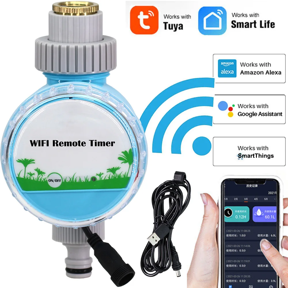 

Faddish Tuya Intelligentialize WIFI Watering Timer Automatic Irrigation Cellphone Remote Controller Waterproof Outdoor Indoor