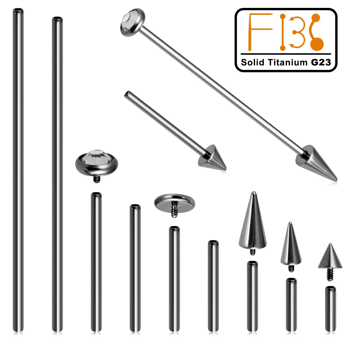 6pcs F136 Solid Titanium G23 Body Piercing Replacement Barbell 5-38mm Internal Thread Tongue Ear Piercing Accessories 16G