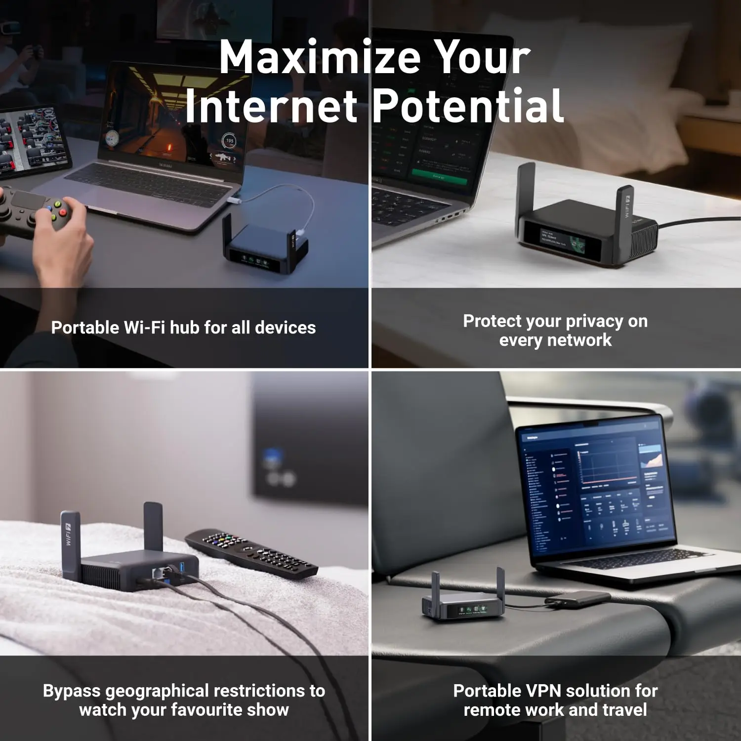 GL.iNet GL-BE3600 (Slate 7) Wi-Fi 7 Travel Router Dual-band Portable Travel Router, Pocket WiFi 7, 2.5G Router, Portable VPN Routers WiFi for Travel, Public Computer Routers, Business Trip, Mobile/RV/Cruise/Plane ﻿ view 3