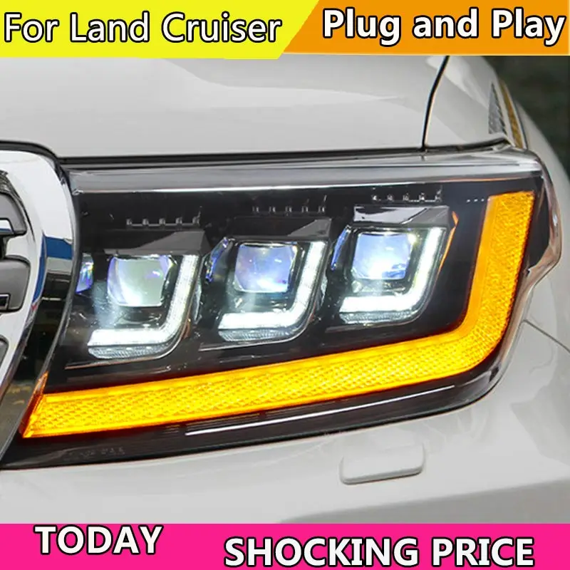 Head Lamp for Toyota Land Cruiser LED Headlight 2008-2015 Headlights LC200 DRL Turn Signal High Beam Angel Eye Projector