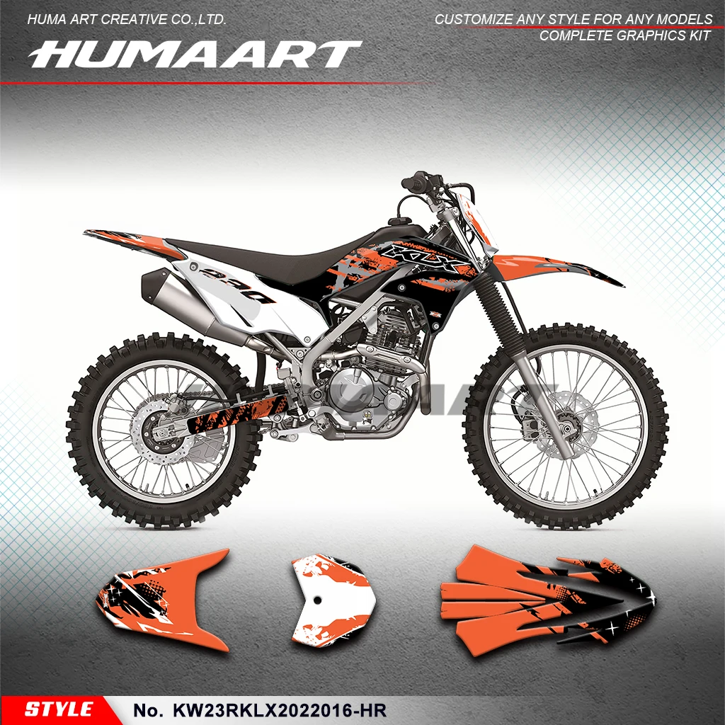 

HUMAART Adhesive Sticker Vinyl Decal for Kawasaki KLX230R KLX230RS 2020 2021 2022 2023 2024, KW23RKLX2022016-HR