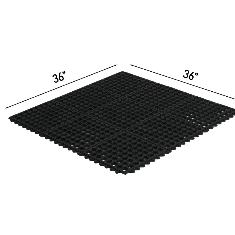 Alas Kaki Anti Lelah Karet Hitam 1 Buah Tahan Air untuk Dalam & Luar Ruangan, Rumah, Kantor, Bar, Restoran, Alas Berdiri yang Nyaman
