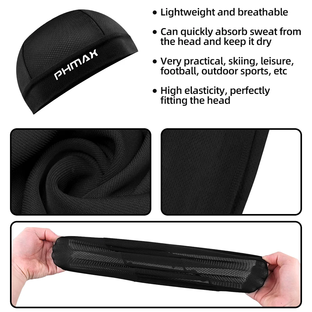 PHMAX High Quality Dark Headwear Bandana Cycling Sports Cold Cap Running Absorbent Breathable Hat Cycling Cap Thin Summer