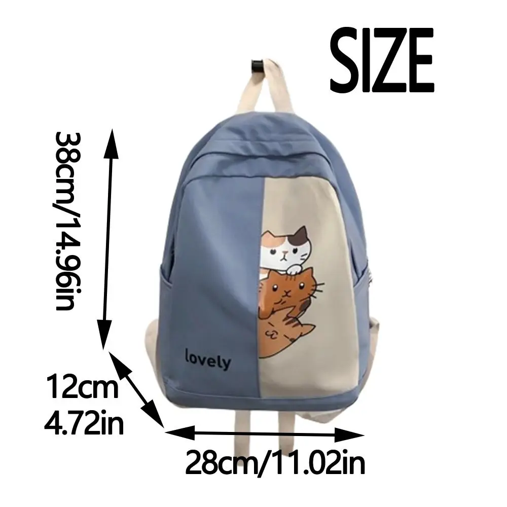 Mochila encantadora de moda para estudiantes, mochila universitaria con estampado de gato impermeable, bolso de hombro de nailon a la moda para adolescentes