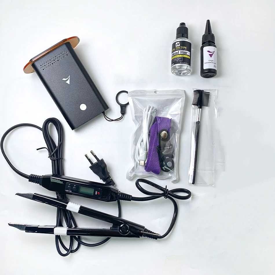 V Light Hair Extensions Advanced Kit Tape-In Extensions with High-Tech UV Machine and Glue for Quality Salon Use Seamless Hair