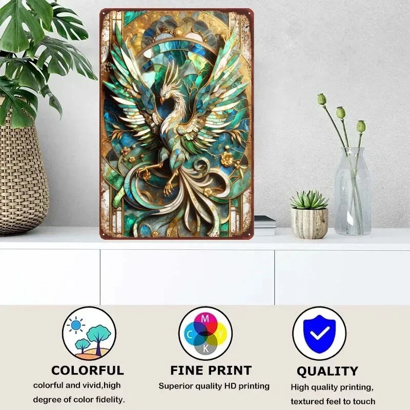 Abstract Phoenix Kintsugi Metal Wall Art Mural Tin Sign Vintage Vintage Home Decor Items For Bar Garage Game Room Decor Poster