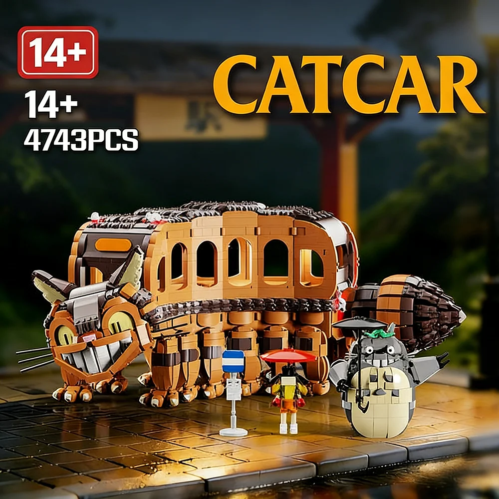 

Cat Car Building Blocks Set Japanese Anime Toy Model Collectible Creative Assembly Gift for Hayao Miyazaki Anime Fans 4743PCS