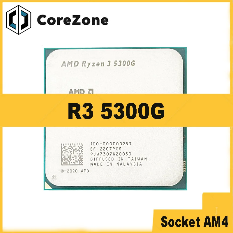 Ryzen 3 5300G R3-5300G 4GHz Four-Core Eight-Thread 65W CPU Processor L3=8M 100-000000253 Socket AM4