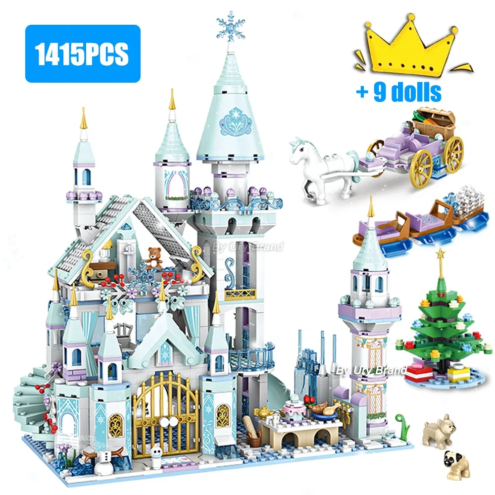 1415PCS Friends Princess Luxury Ice Castles 3 Styles House Movies Winter Snow Horse Figures Blocks Set Toy for Girls DIY Gift