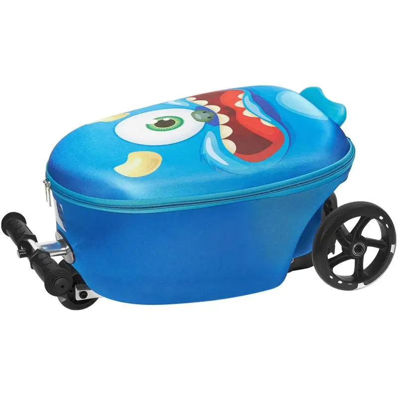 

Scooter suitcase, 20L capacity, travel suitcase with flash PU wheels, TPR anti-slip handle, max. weight capacity 50 kg, children's suitcase hand luggage, for children aged 5 and up, blue