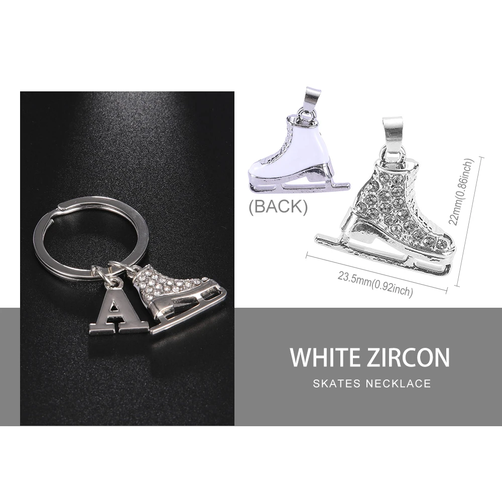 Fishhook Ice Skate Shoes Key Chain Ring Zircon Crystal Keychain Luxury Initial Letter Pendant Enamel Gift For Woman Man Jewelry