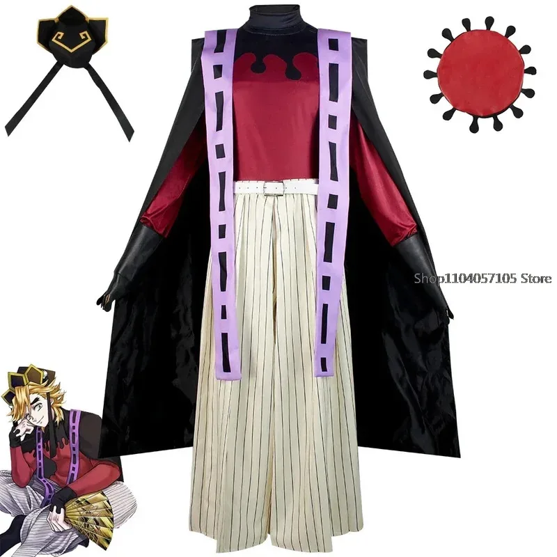 Demone Doma Douma Costume Cosplay Parrucca Fan Set Kimetsu No Yaiba Outfit Halloween Anime Douma Kimono per Uomo Donna