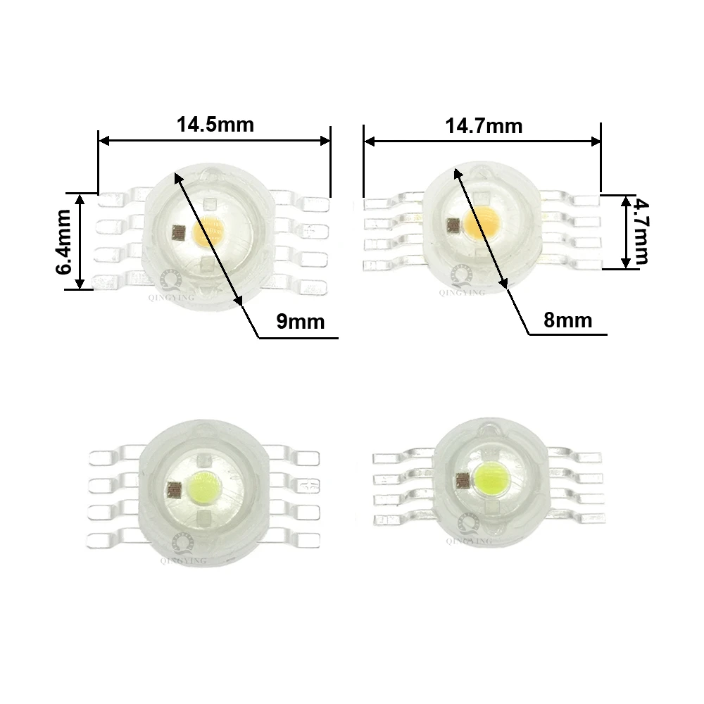 10pcs-100pcs 30mil 4W Colorful RGBW RGBWW LED Diode 300mA 350mA High Power LED Chip RGB+White/Warm For LED Stage Lighting Beads