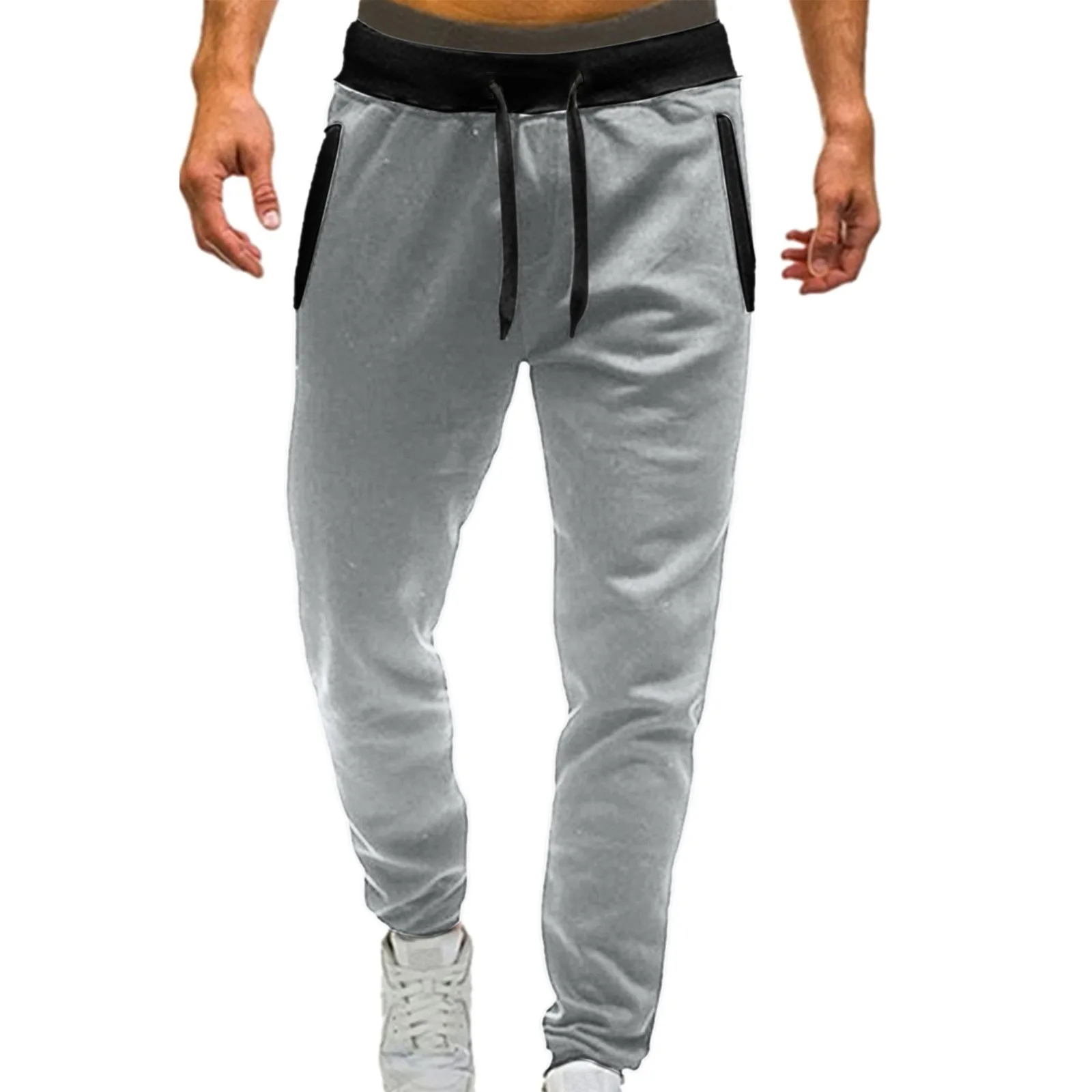 

Joggers Men's Drawstring Long Pants Mid Waist Solid Pants Casual Sports Athletic Elastic Men's Trousers Sportwear Pants