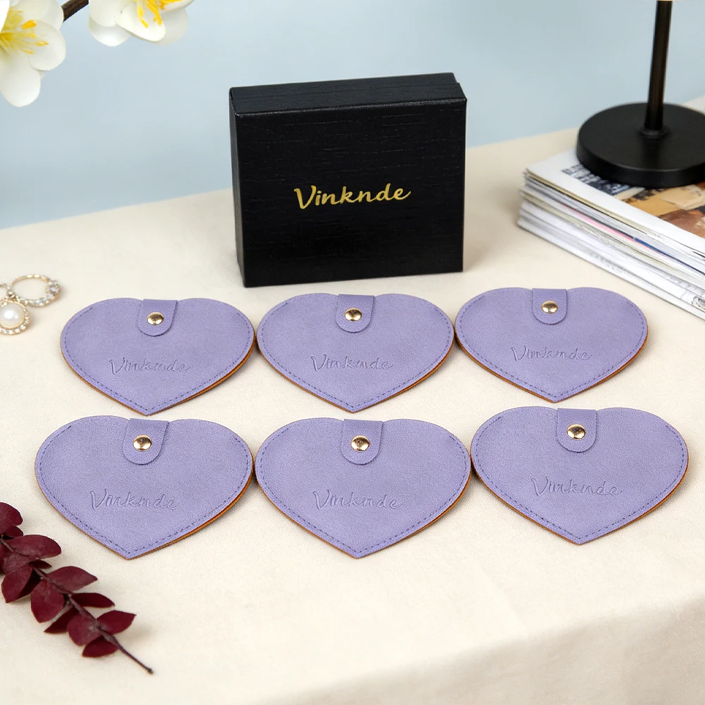 

100 шт. милых сумочек для украшений в форме персикового сердца из искусственной кожи с застежкой-кнопкой, с возможностью нанесения логотипа, для подвесок, серег, колец, косметики, брошей, органайзер для масел