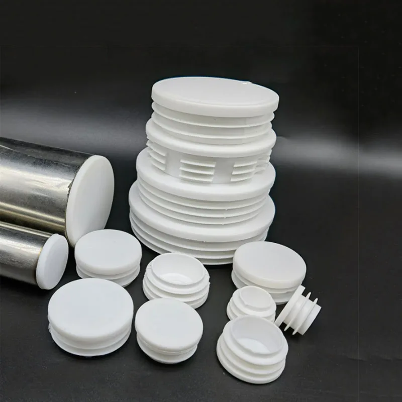 Round Plastic Inner Plugs For Steel Pipe Tube End Blanking Caps Anti Slip Alloy Ladder Chair Leg Cover Furniture Protector Pads