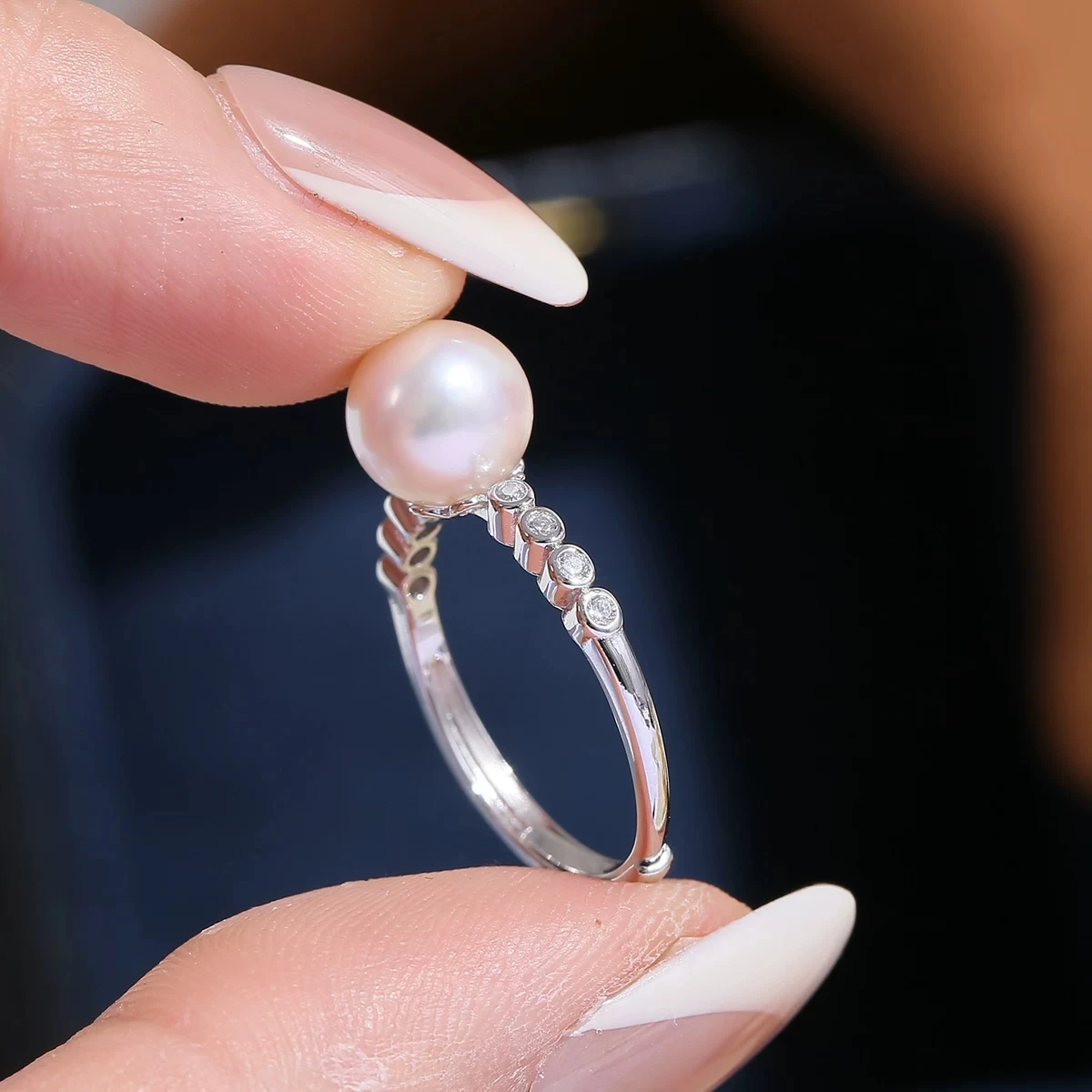 

S925 Sterling Silver Adjustable Finger Ring Mountings Base Setting Findings Jewelry Components for 8-10mm Pearls 3pcs/lot