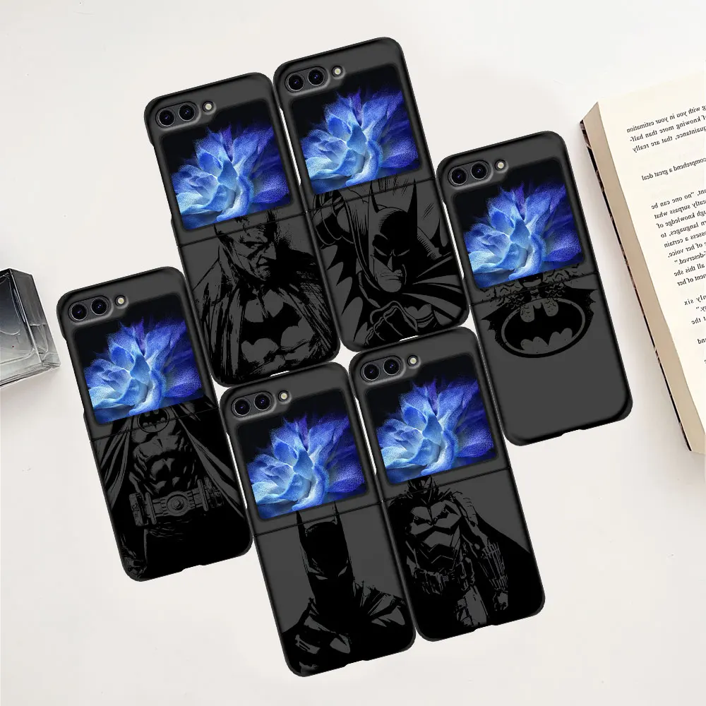 Superhero B-Batman Funda for Samsung Galaxy Z Flip5 PC Black Phone Case Z Flip 5 Zflip5 Hard Folding Protective Cover Coque