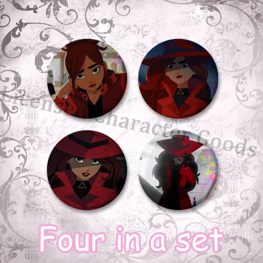 C-Carmen S-SandiegoES 25mm Badge 4-Piece Set Mini Pill Baji Kawaii Collectibles Creative Button Pin