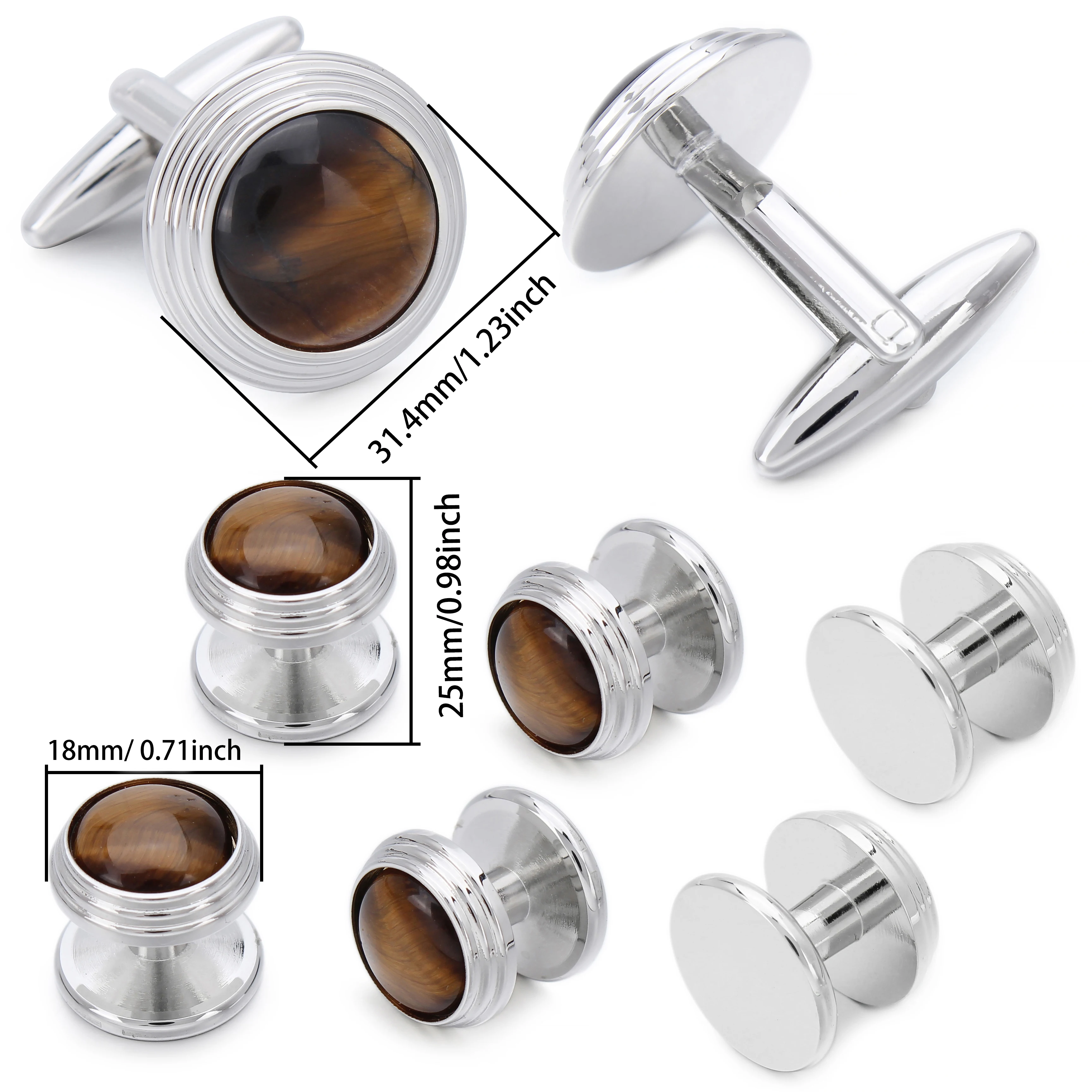 Cufflinks and Studs for men Tuxedo๏ผnaturally stone Tuxedo Shirt Button and Cufflink Set, Specially Designed for Wedding Business