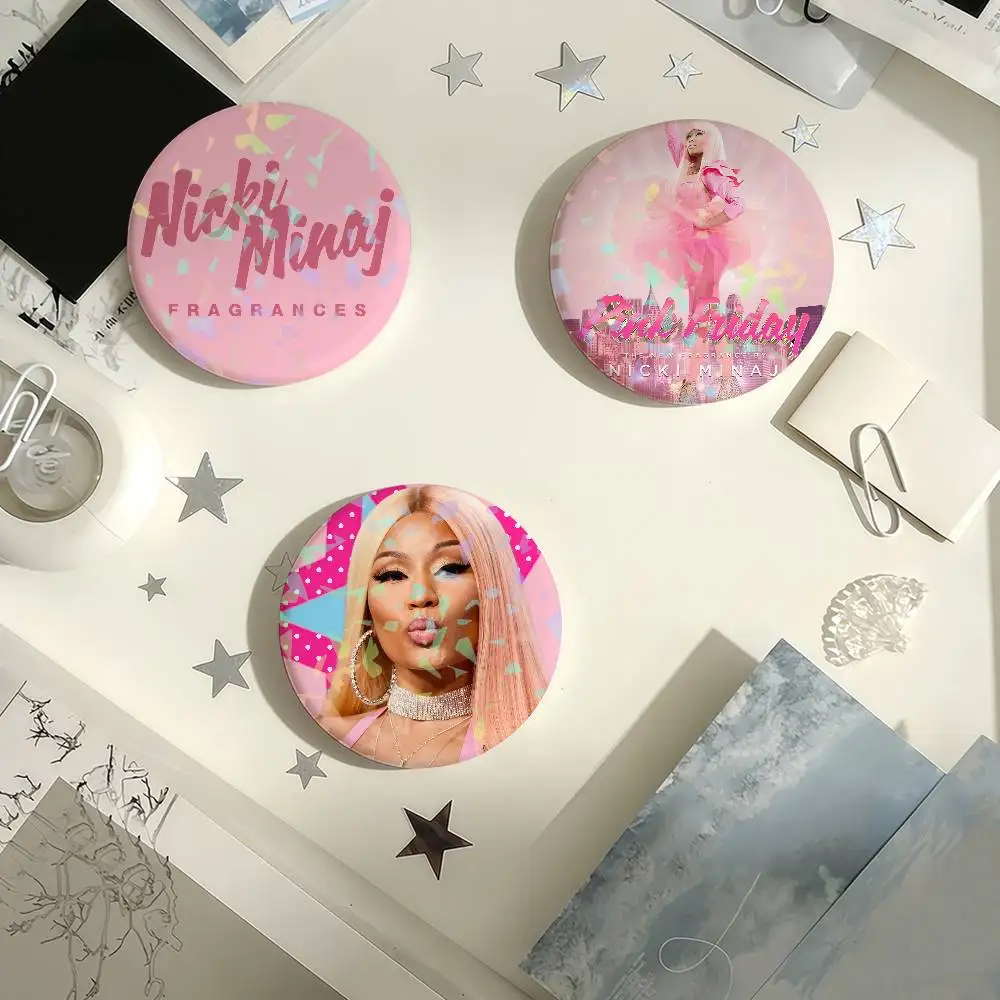 Singer Nicki Minaj Laser Badge Creative Pins Brooch for Bag Clothes Hat Decor Gifts Fans Collect