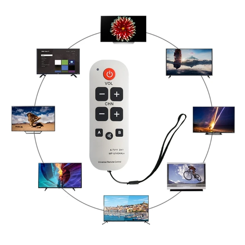 A-TV11 Universal Easy To Use Big Button Remote For Seniors Kids With Learning Functions Controllers Easily Navigate