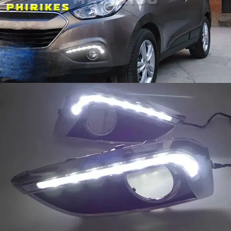 

2PCS Car LED For Hyundai IX35 2010 2011 2012 2013 fog lamp cover DRL Daytime Running Lights headlight 12V Daylight
