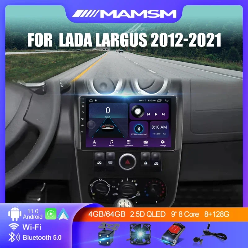 Android 12 Carplay autoradio Android Auto per Lada Largus 2012 2013 2014 - 2021 lettore multimediale navigazione GPS 2din autoradio