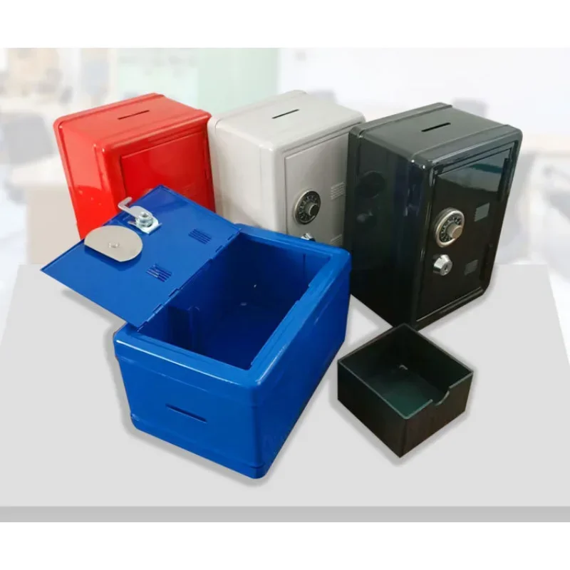 Upgrade Safe Box Organizer Iron Pink Desk Decorative Box Piggy Bank Metal Mini Cabinet Money Storage Box