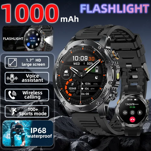 Imagen 1 del producto Nuevo Reloj Inteligente Militar T-Rex 3 2026 con Batería de 1000mAh, Resistente al Agua IP69K, GPS, Llamadas Bluetooth HD, Más de 100 Deportes y Linterna