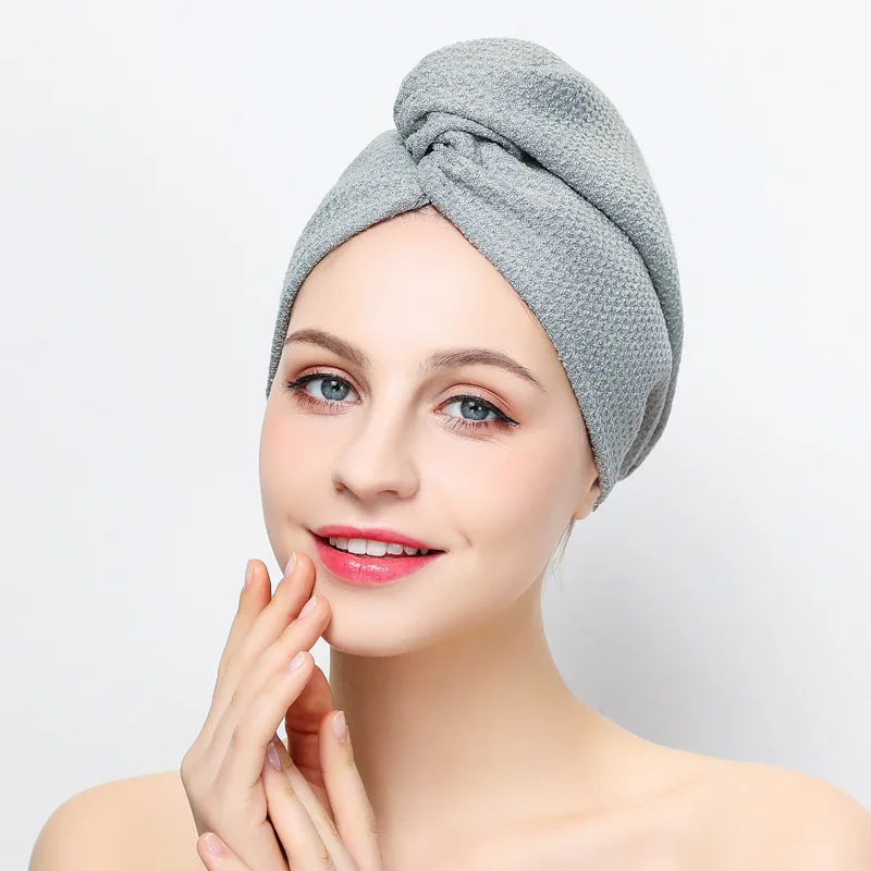 Waffle-Textured Bath Cap, Ultra-Fine Fiber Quick-Dry Absorbent Hair-Drying Towel, Thickened Gift-Packaged Headwrap