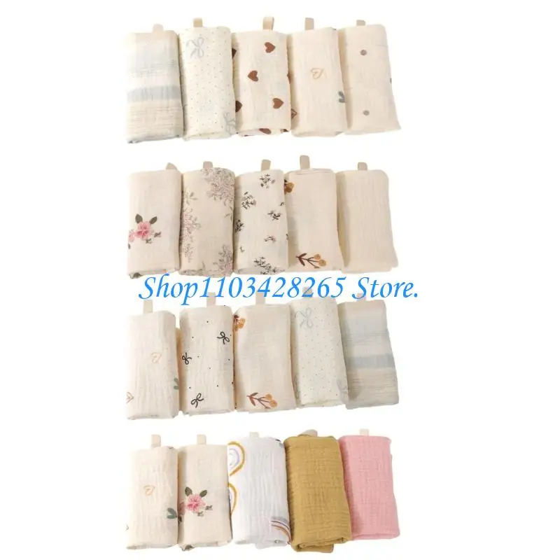 

4-layer Burp Cloths for Newborns Gentle Care Washcloths Square Towel 5Pcs/set G2TE