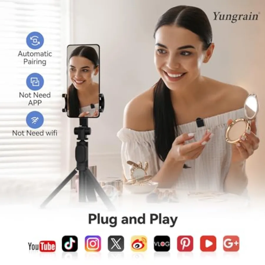ميكروفون لاسلكي Lavalier بتصميم UltraCompact، ميكروفون صغير لاسلكي لهاتف iPhone Pro iPad Android PC Windows MAC Bluetooth Microph
