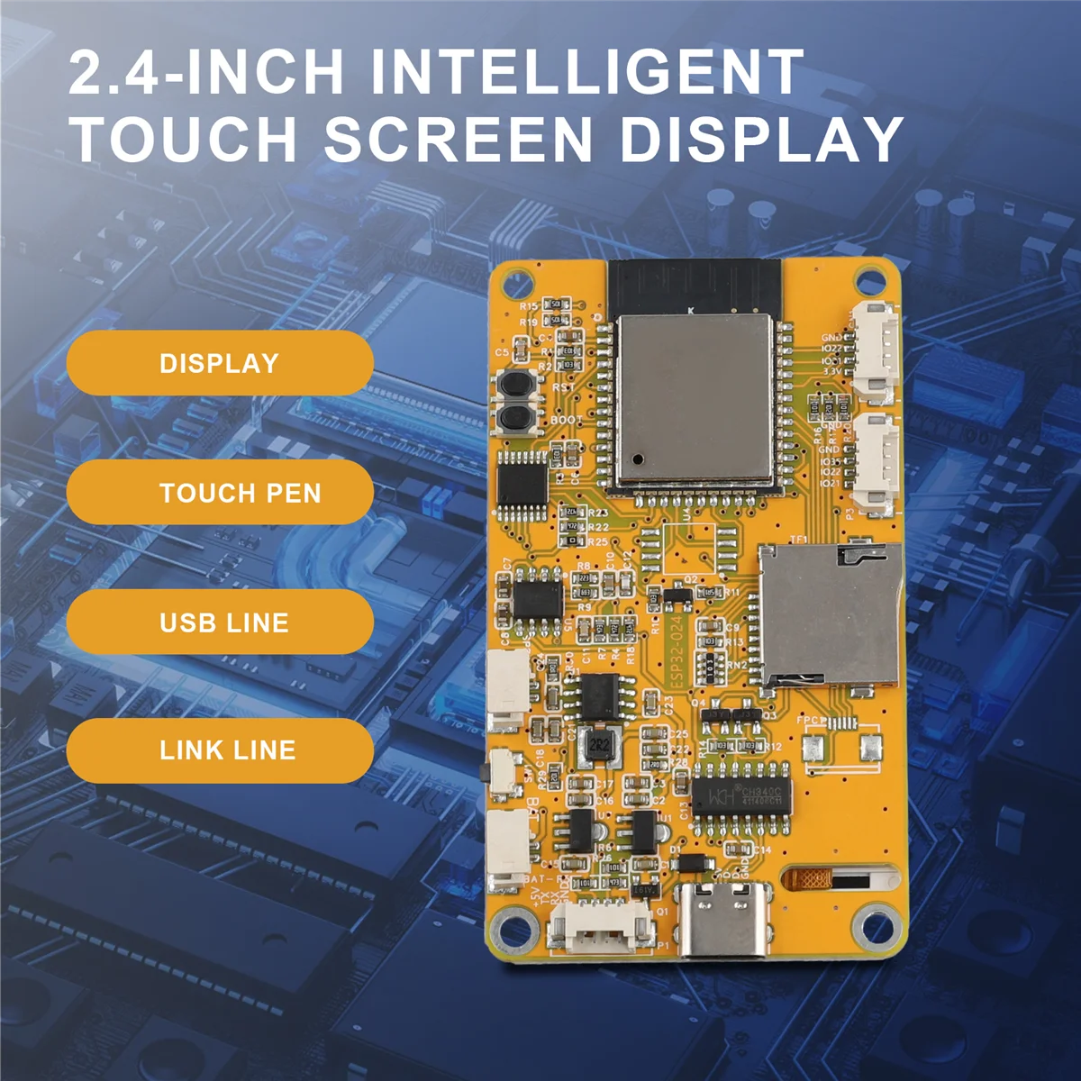 Tela inteligente ESP32 com placa de desenvolvimento Touch, WiFi e Bluetooth, 2.4 Polegada Módulo TFT LCD, 240x320, LVGL