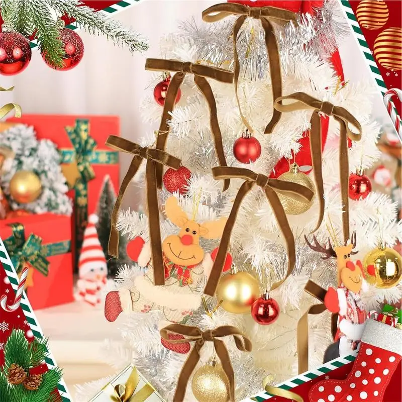 크리스마스 트리 장식용 버건디 벨벳 활, 화환 화환 벨벳 활, 크리스마스 장식, 12 개