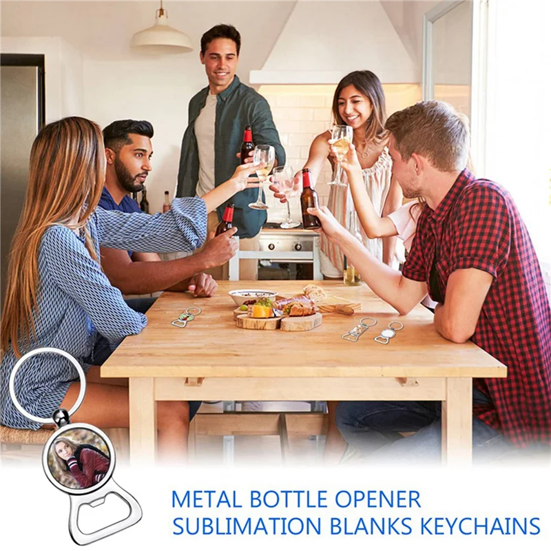 AIAI 30X Sublimation Blanks Keychains Metal Bottle Opener Heat Transfer Sublimation Keychains