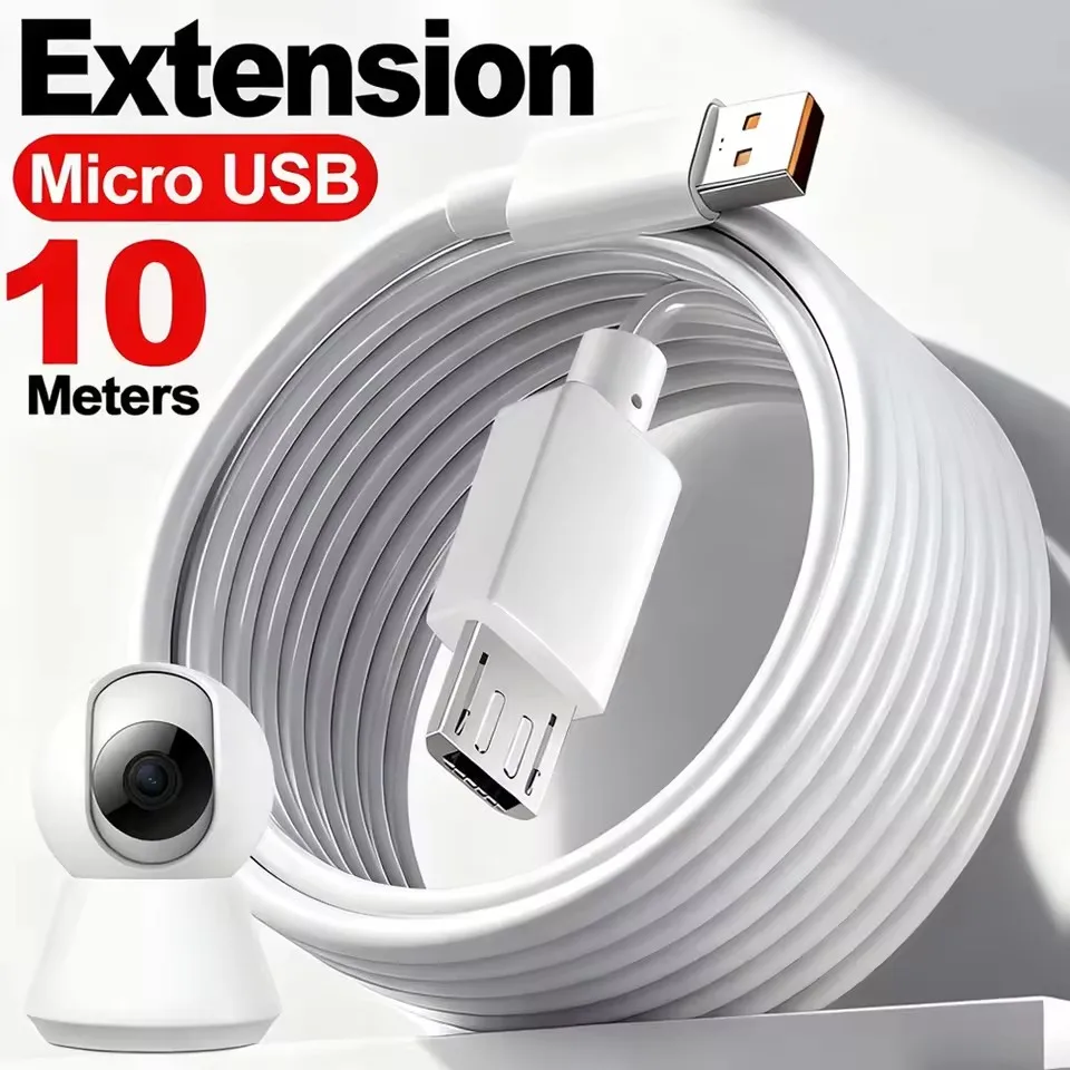 Cabo de dados micro usb extra longo de 1-10m, fio de carregamento rápido para android, xiaomi, samsung, câmera, monitor vr, cabo de extensão de banco de potência