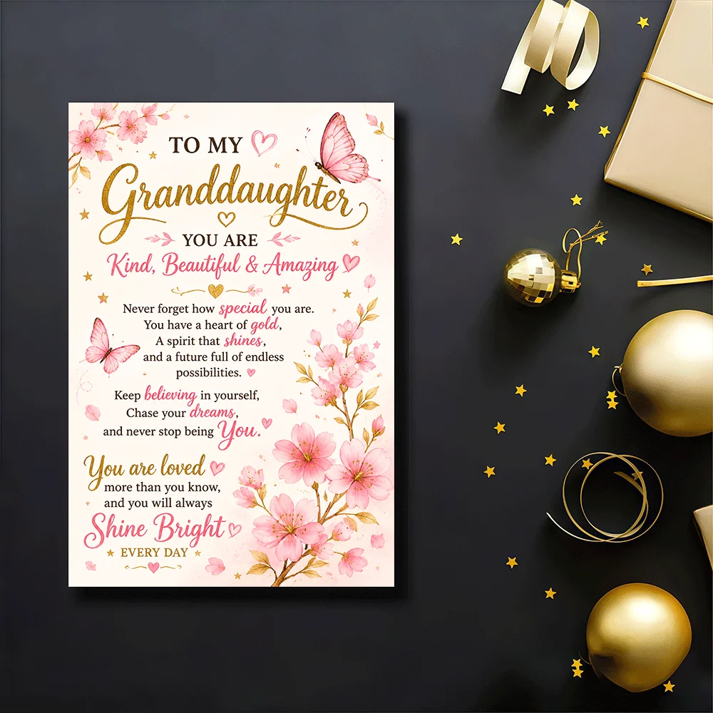 1 Greeting Card + 1 Envelope, Inspirational Card for Granddaughter, Sincere Birthday or Graduation Gift, Floral Butterfly - view 5