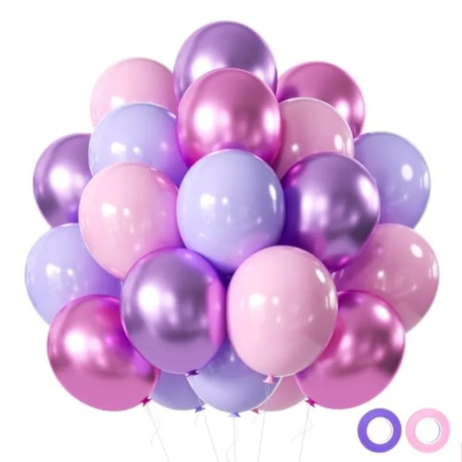 

and Party Balloons, 50Pcs 12 Inch Balloons, Metallic Latex Balloons Birthday Party Balloons for Birthday Wedding Bridal Shower