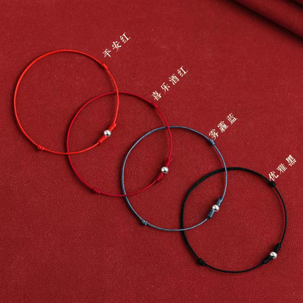 Handmade Silver Color Bead Red String Bracelet for Women Men Protection Bracelet Adjustable  for Lovers Friends Couple Bracelet