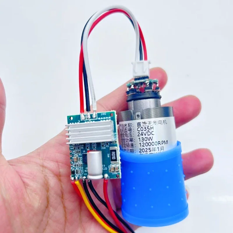 Turbin Tanpa Sikat Kecepatan Tinggi DC 24V 130W dengan Diameter 28.8mm untuk Operasi Jangka Panjang, Kipas Terpisah dengan Kontrol Elektrik