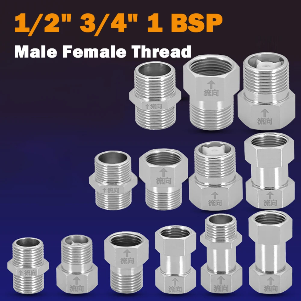 Male Female Thread Brass Check Valve 1/2" 3/4" 1 BSP One Way Non-return Valve For Water Tank Water Heater Toilet Water Pipe