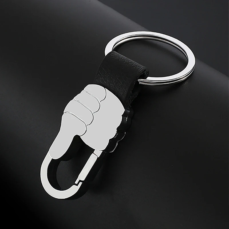 Luxury Leather Men Keychain Black Clasp Metal Keychain Creative DIY Keyring Holder Car Key Chain For Men Jewelry Gift