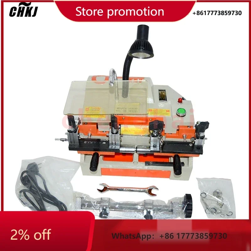 

CHKJ 220V/50HZ Key Cutting Machine Multi-Fuctional Chucking Horizontal Double Head Keying Machine Key Duplicating Machine 100-E1
