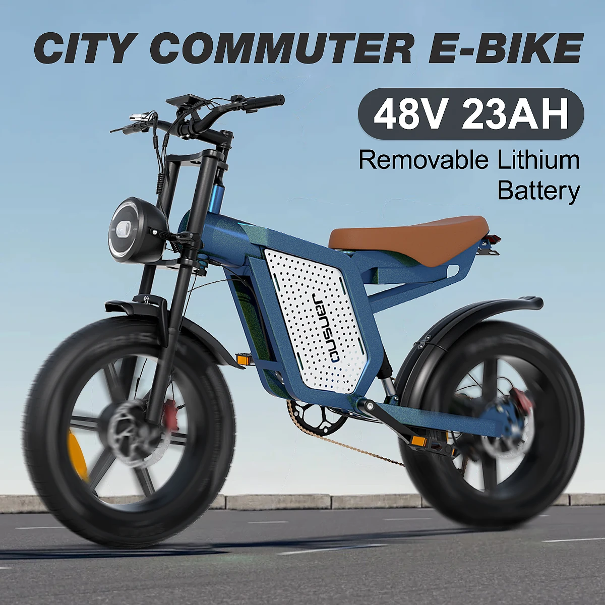 

1500W adult electric bike 20 inch fat tires dual disc brake and shock absorption 48v23ah 30mph max range 80miles E Bicycle LCD